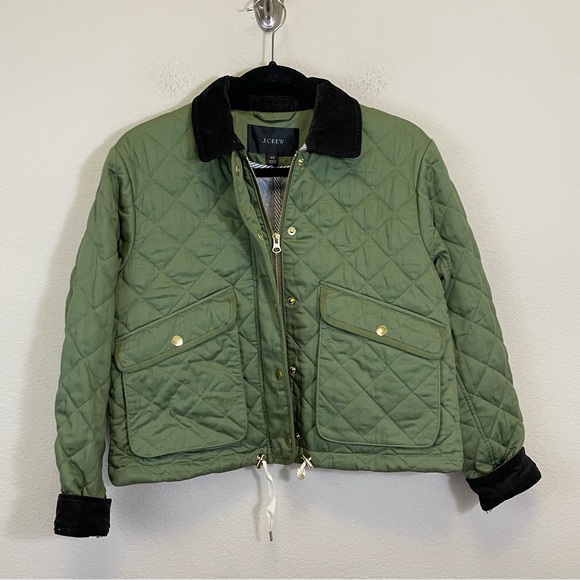 NEW J.Crew Limited-edition new cropped quilted Barn Jacket Green Size XS - Picture 3 of 14